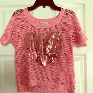 Girls Heart Pink Sequin Sweater
